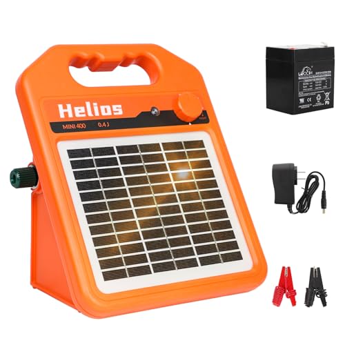ANDMON MINI400 30 Miles Solar Electric Fence Charger, 0.4 Joule Solar Electric Fence for Livestock, Horses, Cattle Sheep, Solar Fence Charger with Day or Night Mode, Easy Installation