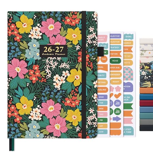 And Per Se Academic Planner 2026-2027 – Weekly & Monthly Planner, July 2026 to June 2027, A5 Leather Hardcover with Inner Pocket – Student & Teacher Organizer, 5.7" x 8"(Vivid Blooms)