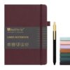 &And Per Se Lined Journal and Pen Set, A5 Leather Hardcover Notebook with Pen & Stationary Set, 160 Pages 100GSM Thick Ruled Paper Journal for Business Work Writing (Dark Red)