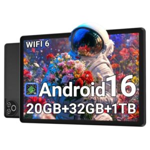 Android 16 Tablet 10 Inch, 20GB RAM 32GB ROM 1TB Expandable, Fast WiFi 6 & BT 5.4 Electronics Tablets 5-Core, HD IPS Touchscreen, 8H+ Battery, 2*Camera Tablet for Kids & Adults, Gift, Streaming, Work