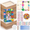 Aneco 48 Pack Wooden Picture Frames for Crafts DIY Unfinished Painting Craft Kit with Acrylic Paint Foam Rhinestone Stickers Brushes Paintings Tools Set for Kids Painting, DIY Art Projects