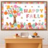 Aneco Boho Fall Bulletin Board Decorations Happy Fall Tree Pumpkin Border Trim Autumn Thanksgiving Classroom Chalkboard Decoration Cutouts for School Home Wall Decor