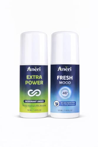 Aneri Underarm Roll On Deodorant Combo (Extra Power + Fresh Mood) – 48Hr Long Lasting Freshness | Ocean Extract Formula | No Alcohol | Sweat Control | Skin Friendly Deodorant for Men & Women