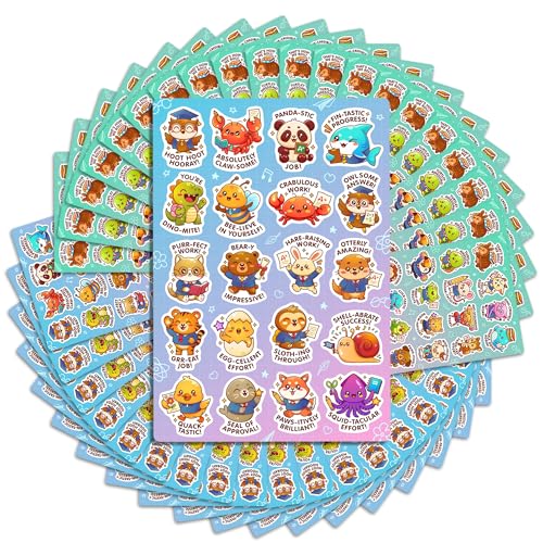 Animal Stickers for Kids,800 Cute Animal Stickers,40 Unique Designs and Sheets, Motivational Sticker for Kids Classroom, Teacher Sticker for Toddlers 2-4 Years, Classroom Supplies and Student Rewards