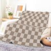 ANIOXCK Throw Blanket for Couch, 300GSM Warm Soft Cozy Flannel Blanket, Cute Blanket for All Seasons Bedroom Home Decor Gifts, Brown Cute Checkerboard 50x60 Inches