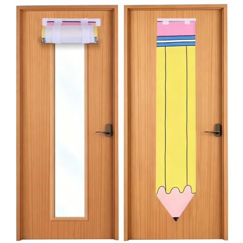 Anmrept 2PCS Classroom Door Window Pencil Curtains Back to School Decoration Pencil Cover for Window Covering for Kindergarten Daycare Primary Teacher Office Door Decor Kindergarten Daycare
