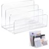 ANNASAMDO, 3 Compartments Clear Acrylic Mail Holder for Bills Documents