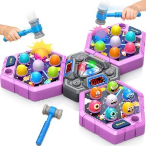 ANNKIE Whack Game Mole for Kids,Toys for 3 4 5 6 7+ Year Old Girls Boys,Pounding Game for Toddlers,Interactive Educational Toys with 3 Modes & 2 Hammers,Gifts for 3-12 Year Old Boys Girls Toddlers