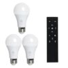 Anrotix 3 Pack A19 LED Light Bulb with Remote Control, Efficient 9W LED Bulb, 800 LM, Dimmable, 3000K-6000K, E26 Base, LED Bulb with Timer for Living Room, Bedroom, 3 Bulb & 1 Remote