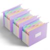 ANSOOK Hanging File Folders, Reinforced Expanding Hang Folder Letter Size,Accordian Pocket with Heavy Duty 1.2" Expansion, Hard Hanging Folder Organizer for Office Home, 50% Wheat Straw (Purple)