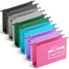 Ansook Legal Size Hanging File Folders Extra Capacity, Heavy Duty 2" Expandable Hanging Folder with Tabs,12 Pack Plastic Legal Size File Folders, File Cabinet Folders for Hanging File Folder Organizer