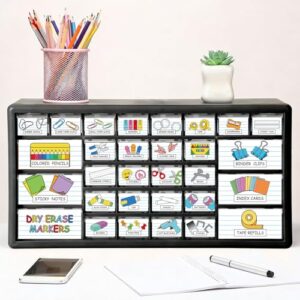 AnyDesign 84Pcs Toolbox Labels Teacher Drawer Tag Blue Handwriting Lined Tool Box Storage Stickers for Back to School Classroom Organization Teacher Resource Supplies