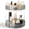 Anyoifax Rotating Makeup Organizer for Vanity, 2 Tier Perfume Skincare Storage for Women, Bathroom Counter Organizer, 360 Spinning Cosmetic Holder for Dresser Countertop, Gray