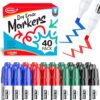 ANYUKE Low Odor Dry Erase Markers, Chisel Tip Whiteboard Markers Non-Toxic, 40 Count 4 Colors Dry Erase Pens, White Board Markers Dry Erase for Classroom Must Haves, Teacher & Office Supplies