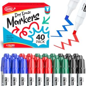 ANYUKE Low Odor Dry Erase Markers, Chisel Tip Whiteboard Markers Non-Toxic, 40 Count 4 Colors Dry Erase Pens, White Board Markers Dry Erase for Classroom Must Haves, Teacher & Office Supplies