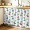 Anzona Cartoon Dinosaurs Cabinet Curtains 28" W x 51" L, Funny Animals Dots Vertical Striped Sink Skirt for Bathroom Kitchen Self Adhesive, Desk Privacy Short Curtain for Sink Under Counter Classroom