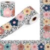 Aodaer 65.5 Feet Boho Flower Bulletin Board Borders Floral Scalloped Rolled Border Trims Back to School Boho Die-Cut Bulletin Board Decorations for School Classroom Wall Decor