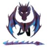 Aogouste Dragon Wings Costume 3Pcs Dinosaur Mask Tail Set, Fantasy Dragon Dress Up for Halloween Birthday Cosplay Party (Blue-purple)
