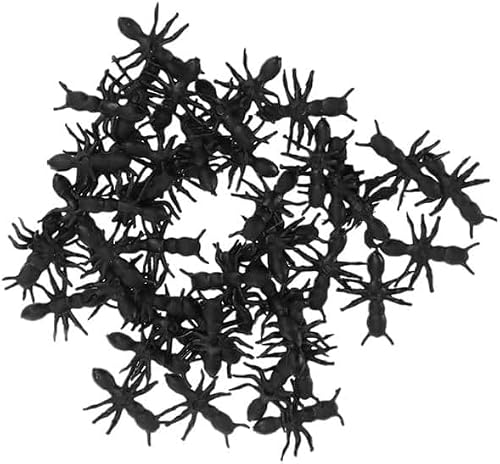 aoukoslt 100Pcs Black Fake Black Ant Realistic Imitation for Halloween Prank Props Simple and Sophisticated Design Executive Desk Games Gag and Practical Jokes Novelty and Gag, Decorations