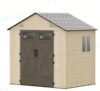 Aoxun 8x4 Ft Outdoor Storage Shed with Floor, Large Resin Outdoor Shed with Lockable Door & Windows, Garden HDPE Sheds for Lawn Tools, Pool Supplies & Bikes