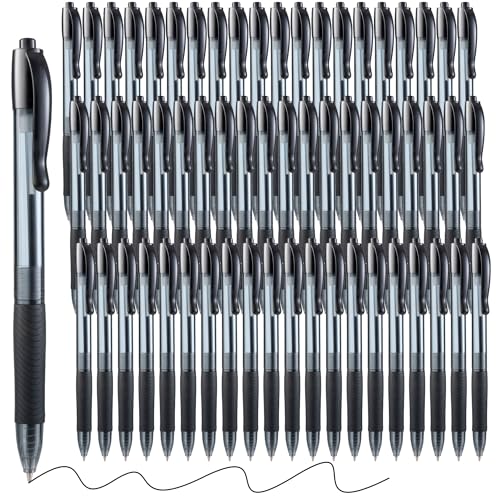 Aozora Pens Bulk 60 Pack Black Click Pens Retractable Ballpoint Pens Medium Point,Smooth Ink Pen Soft Grip for Journaling School Office Supplies 1.0MM Black Ink
