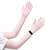 apaepr Ultra Thin Full Finger UV Protection Gloves Driving Gloves Women, Breathable Touchscreen UPF Glove Sun Protection Glove (Pink, One Size)