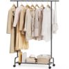 APEXCHASER Heavy Duty Mobile Clothes Rack - 2 Lockable Wheels Rolling Clothing Rack with Storage Shelf - Sturdy Metal Garment Rack for Bedroom, Shop, Laundry Storage - 63H x 42W x 16D in