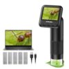 APEXEL 800X Handheld Digital Microscope with 2” LCD Screen, Pocket Portable Microscope for Kids with Adjustable LED Lights, Coins Microscopes Magnifier Camera, USB to PC (SD Card Not Included)