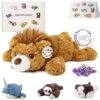 Aplushuman 1.8 LB Golden Lion Weighted Stuffed Animal | Microwavable Heatable & Coolable Heating Pad with Tourmaline Beads & Lavender