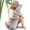 APOBUY Cooling Weighted Body Pillow with Tencel Cover - Quilted Glass Beads Body Pillows for Better Sleep, Weighted Pillow for Adults(104x25.4,灰色)