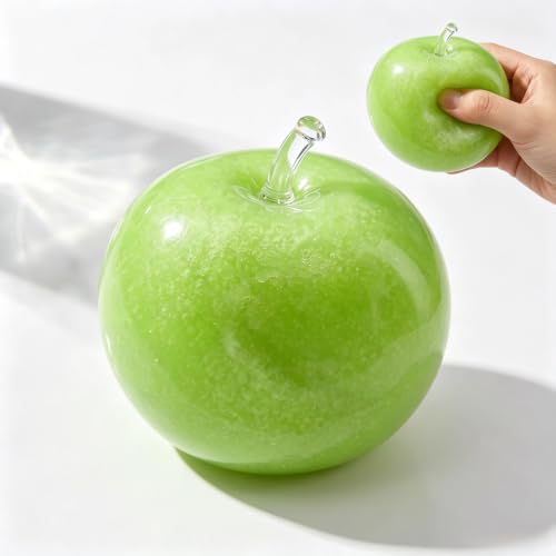 Apple Clear Maltose Squishy Toy, Slow Rising Soft Fruit Fidget Toy, Stress & Anxiety Relief Sensory Squeeze Toy, Cute Transparent Apple Desk Stress Ball for Adults Gift-lcwxn (Slushy Green Apple)