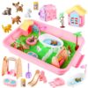 Aprilwolf 21 PCS Pet Sensory Bin, Dog & Cat Sandbox with Sand & Box