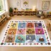 AQQA Kids Classroom Educational Area Rug 5x7, How are You Feeling Today, Ultra-Soft Faux Cashmere Play Mat with Heavy-Duty Non-Slip Backing for Preschool, Daycare, Playroom & Reading Nook