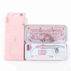 Aqur2020 8 Piece Math Geometry Set with Ergonomic Compass, 2 Rulers, Straight Ruler, Protractor, Pencil Sharpener, Eraser for Students Teachers (Pink)