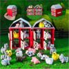 AQXYTK 17Pcs 3D Printed Farm Animals Set with Red Barn, Articulated Mini Figurines, Integrated Fence Pen & Storage, Sensory Desk Pets, Party Favors, Birthday Gift