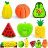 AQXYTK 3D Printed Fidget Fruit Toy Set of 6, Sensory Stress Relief Toys for Adults, Pop It Pushable Sensory Toys with Apple Orange Avocado for Anxiety ADHD Focus​