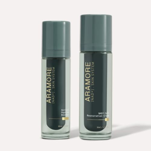 Aramore | NAD+ Renew & Restore Bundle | Retinol Peptide Boosting Serum + NAD+ Cell Restoration Cream | Overnight Skincare Set for Smoother, Firmer & More Radiant Looking Skin