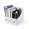 Aramox 3 Pcs Marble Magazine Holders, Cardboard File Box for Desk Storage with Water Glossy Finish, Book Shelf Bin for Office School Supplies (As shown)
