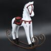 Aramox Hand Carved Painted Rocking Horse from Nordic Logs Shaky Wooden Horse Decorative Collectible Kids Home Desktop Ornament (White)