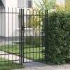Arched Top Garden Gate 39.4 x 68.9 Inch Heavy-Duty Steel Single Entry Door for Patio Yard Black