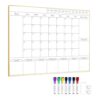 ARCOBIS Monthly & Weekly Calendar Whiteboard for Wall, 24"x 18" Dry Erase Calendar with Gold Frame, Magnetic Planning Board for Home, School, Office