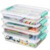 AREYZIN 6 Qt Clear Storage Bins with Lids,Stackable Plastic Storage Containers with Secure Latches,Multi-Purpose Classroom Storage Organizer for Craft Supplies,Paper & Office Stationery,4 Pack