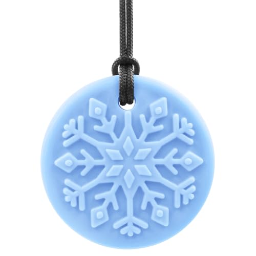 ARK Blizzard Bite™ Snowflake Chewelry, Chew Necklaces for Sensory Kids and Adults, Oral Fidget for Autism, ADHD, SPD, Anxiety, Medical-Grade Sensory Chew Necklace, Standard, Softest, Light Blue