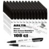 ARLTR Dry Erase Markers Bulk, 108 Pack Black Whiteboard Markers with Fine Tip, Low Odor Dry Erase Markers for Office Home