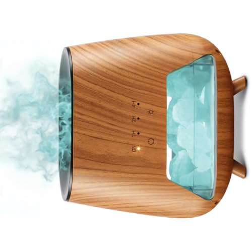 Aromatherapy Diffuser for Home, 1-in-1 Essential Oil Diffuser & Himalayan Salt Lamp, 200ml Cool Mist Aromatherapy Diffuser, 9-Color LED, Auto Off, Bedroom Office Yoga (Blue Light)