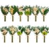 ARQRHTLY 12/24PCS Handmade Dried Flower Bouquet with Stems Natural Dried Wildflowers 7.5 Inch Mini Dry Flowers for Vase Farmhouse Decor, Wedding Styling, Photography Props, Gift DIY(12pcs, Eucalyptus)