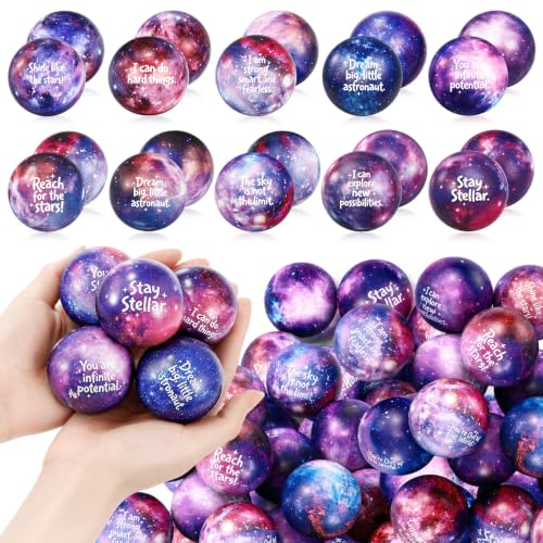 Arrowbash 30 Pack Galaxy Stress Balls 2 in Foam Squeeze Balls Sensory Anxiety Fidget Toys Motivational Planet Bulk for Back to School Classroom Rewards Teacher Prize Party Favors School Supplies