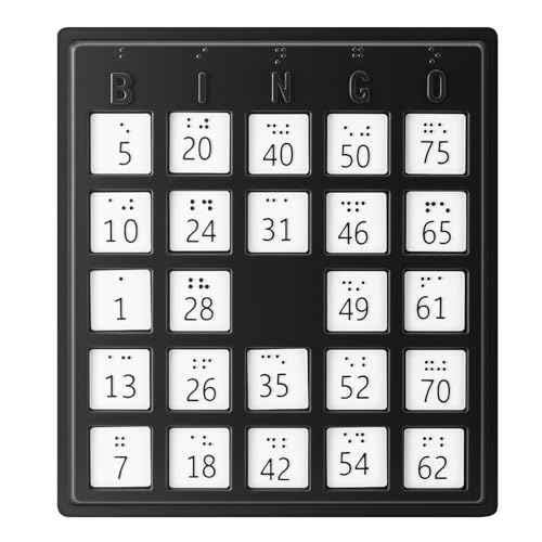 Arrowbash Brailled Bingo Game Playing Board Plastic Braille Alphabet Board for the Blind and Sighted, Home, Parties, Adults, Seniors, Teenagers Gifts