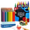 Arrtx Colored Pencils 72 Colors + Acrylic Paint Markers Set of 32 Colors for Drawing Sketching Shading and Coloring Books