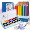 Arrtx Premium 72 Colored Pencils Set with MeiLiang Watercolor Paint Set, 36 Vivid Colors in Pocket Box